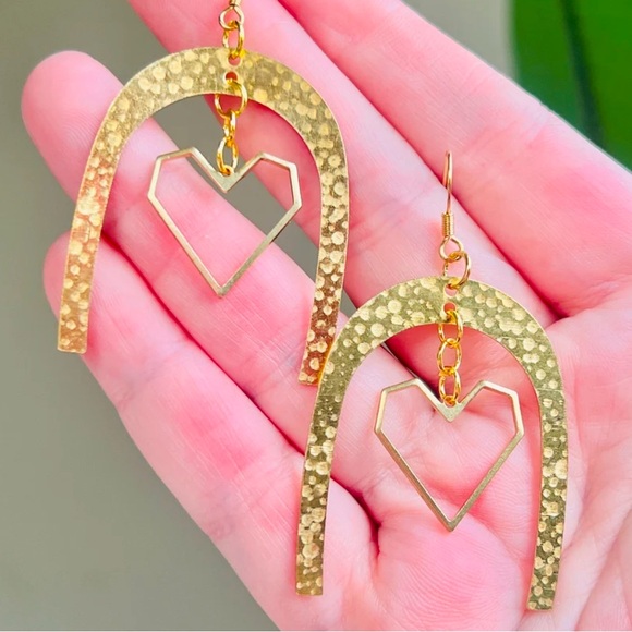 Handmade Brass Love Earrings - Picture 4 of 4